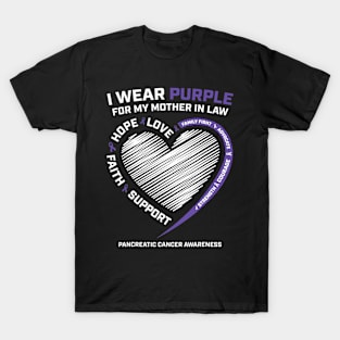 Support Purple Mother In Law Pancreatic Cancer Awareness T-Shirt